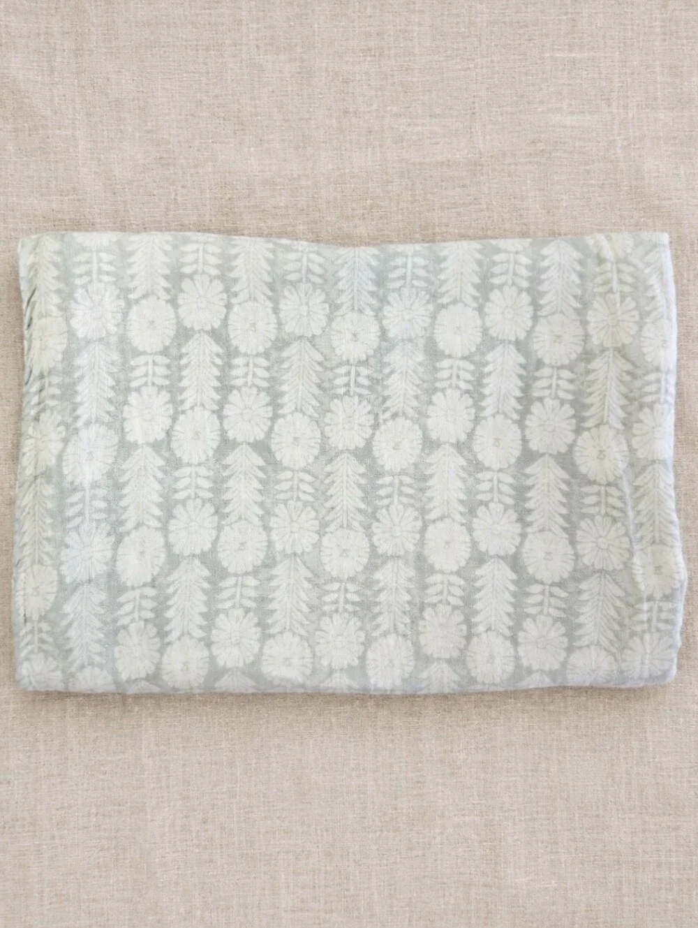 Pottery Barn Teen Hiri Floral Gauze Flat Sheet Twin XL Sage Scandinavian Folk
